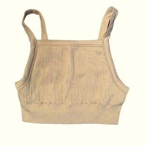 Harlow Taupe Ribbed Cropped Tank Small